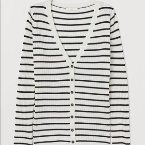 H&M Rib knit cardigan white/black